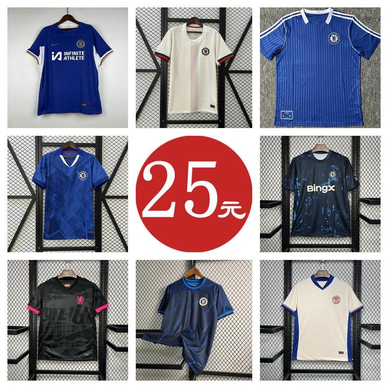 2526 新しいタイ版チェルシーホームとアウェイサッカーユニフォームレトロバージョン半袖サッカーユニフォーム成人男性プリント|undefined