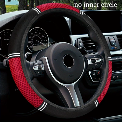 Ice Silk Car Steering Wheel Cover, Universal Non-Slip and Wear-Resistant Handle Cover, Suitable for All Car Models, Sweat-Absorbent, Cross-Border, Dropshipping (Steering wheel cover) - black-red-38cm