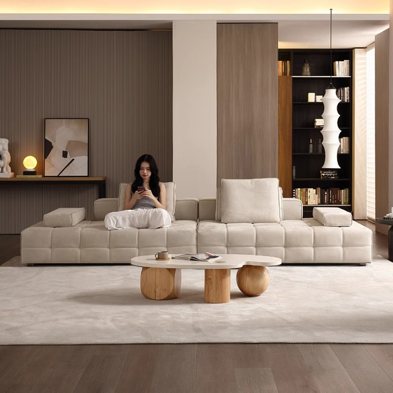 Sala de estar recta combinación de viento minimalista italiano en línea diseñador Lawrence sofá de tela sala de estar pequeña casa