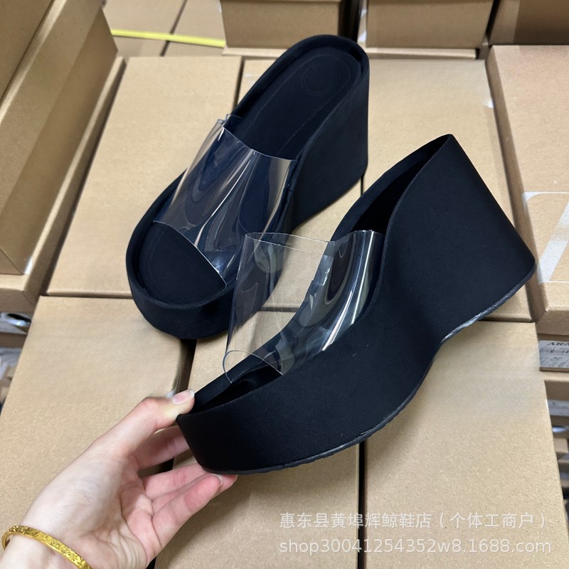 검정색 투명 플랫폼 신발