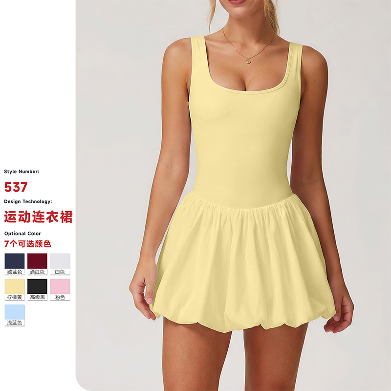 New cross-border tennis dress for women, golf sports dress, anti-exposure, base layer, sports and fitness one-piece tennis dress