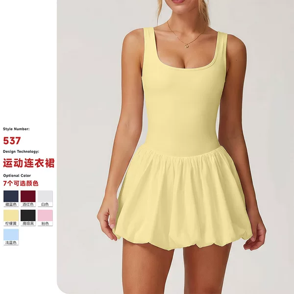 New cross-border tennis dress for women, golf sports dress, anti-exposure, base layer, sports and fitness one-piece tennis dress