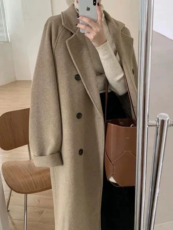 Демисезонное высококачественное шерстяное пальто, 380 г, повышенная плотность, для подростков, свободный крой