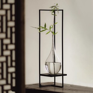 Creative iron glass flower arrangement new Chinese style living room flower arrangement decoration Japanese flower Road floral flower arrangement