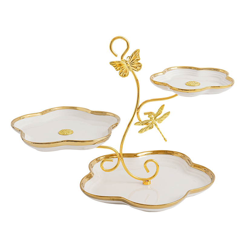 Plato de fruta de múltiples capas hogar sala de estar pastel caramelo merienda bandeja de té mesa de postre merienda de té de la tarde soporte de exhibición