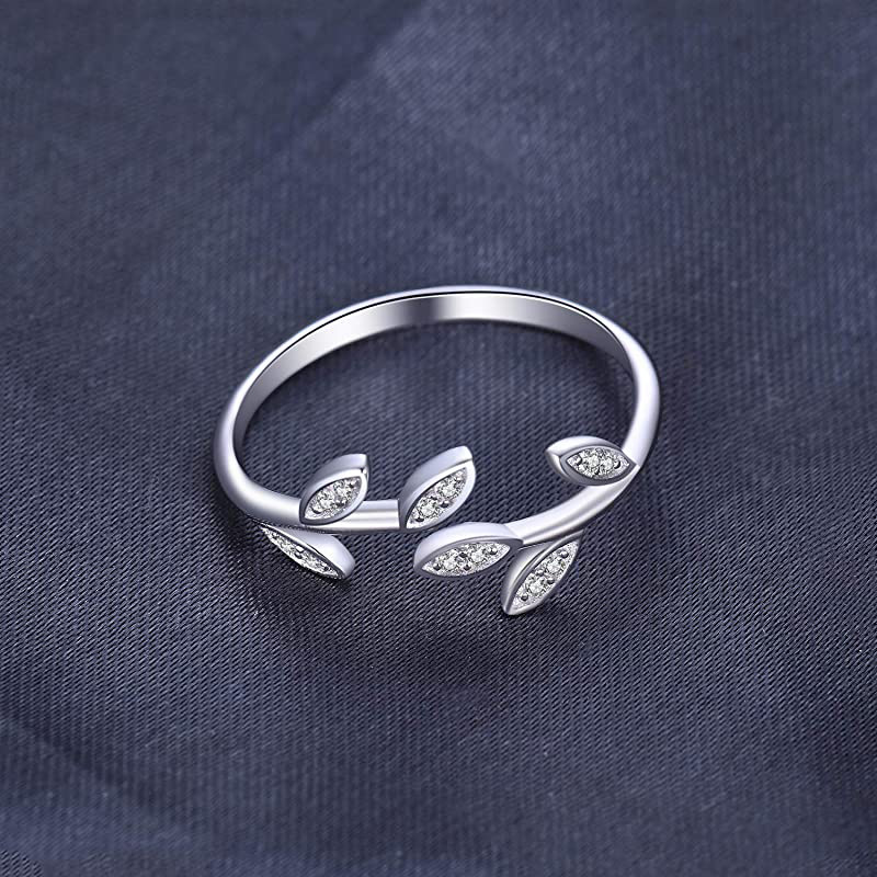 Style Simple Feuille Argent Sterling Incruster Zircon Anneaux display picture 3