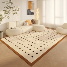 地毯客厅耐脏易打理北欧侘寂风线条水晶绒地毯家用防滑隔凉地毯