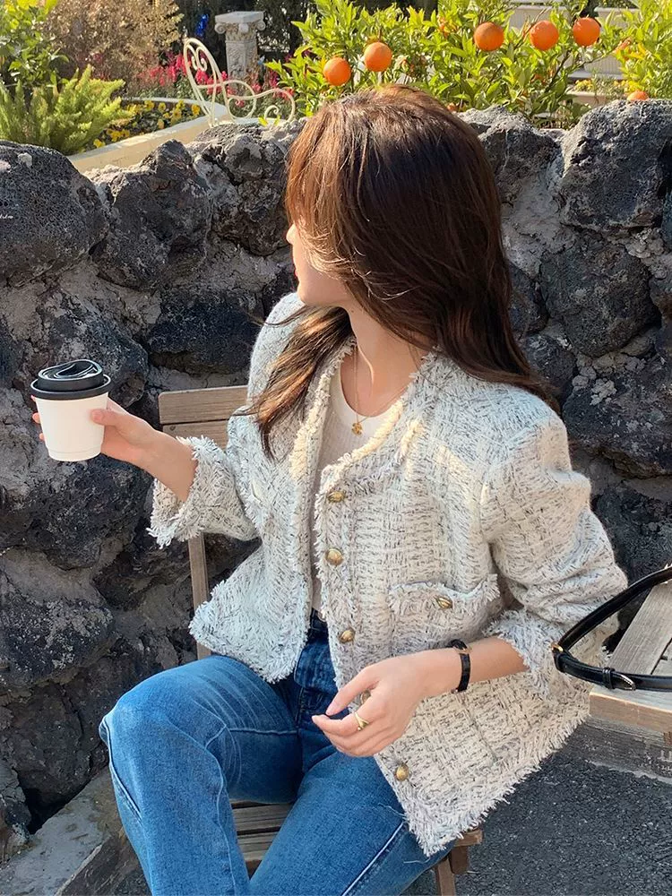 Осенняя тонкая дизайнерская куртка, французский стиль, стиль Chanel, для подростков, тренд сезона