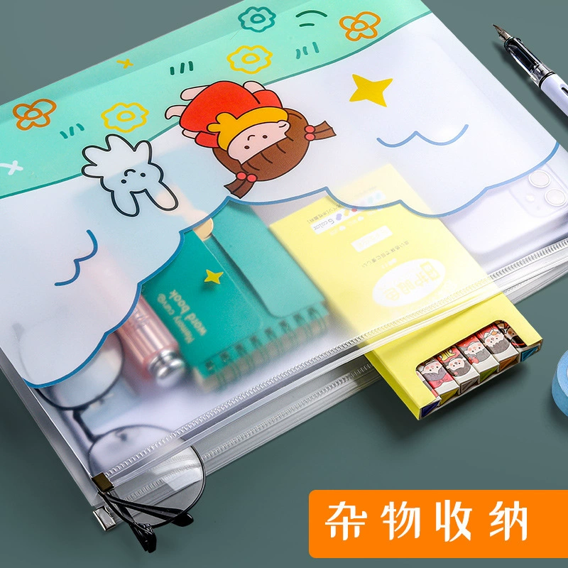 Plastic storage bag, waterproof cartoon cute stationery