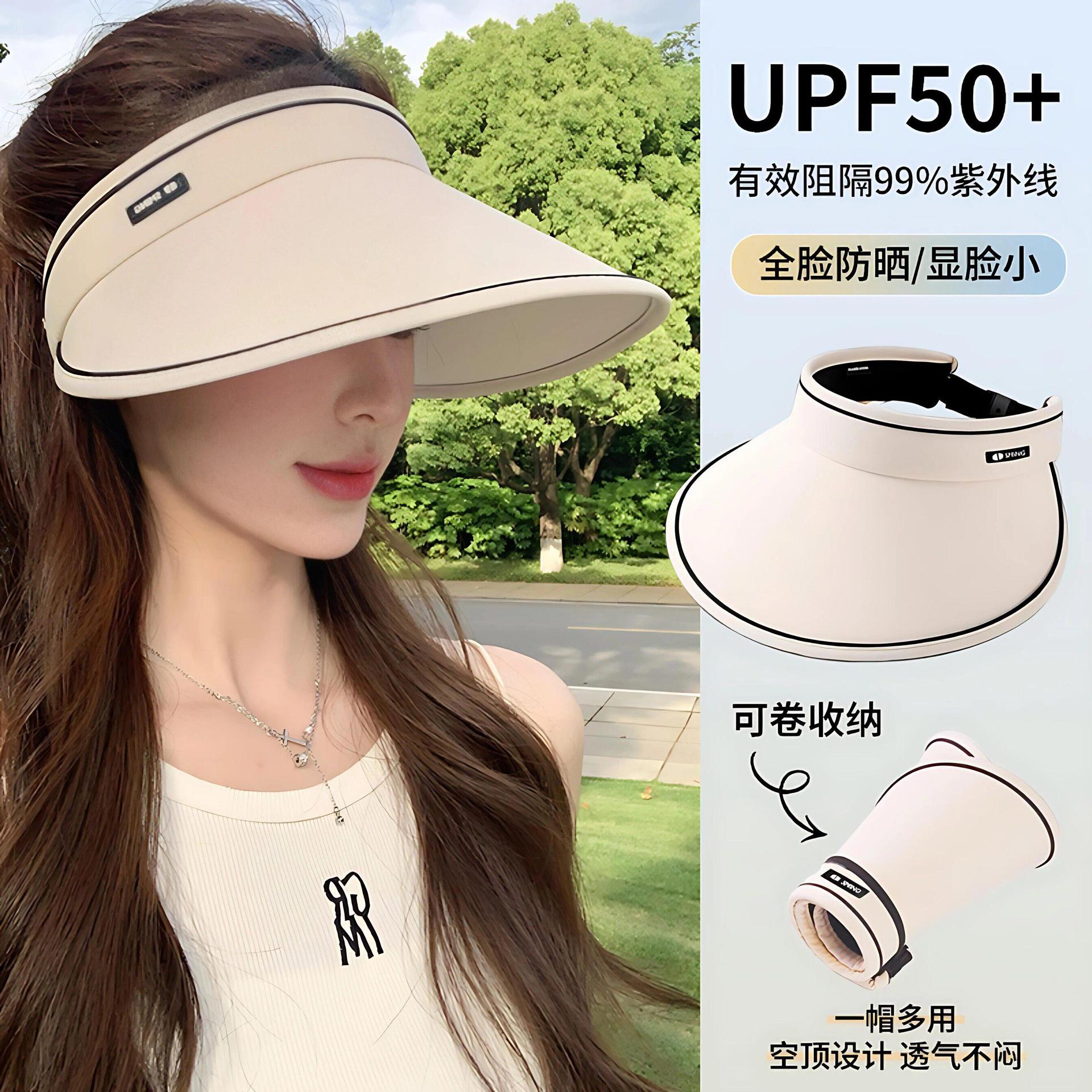 Popular Fashion Foldable Sun Hat with Open Top and Brim, Sun Protection for Outdoor Use, Women's Full Coverage Summer Sun Hat