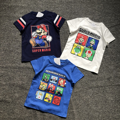Daily cartoon Mario print children's clothing short-sleeved shirt
