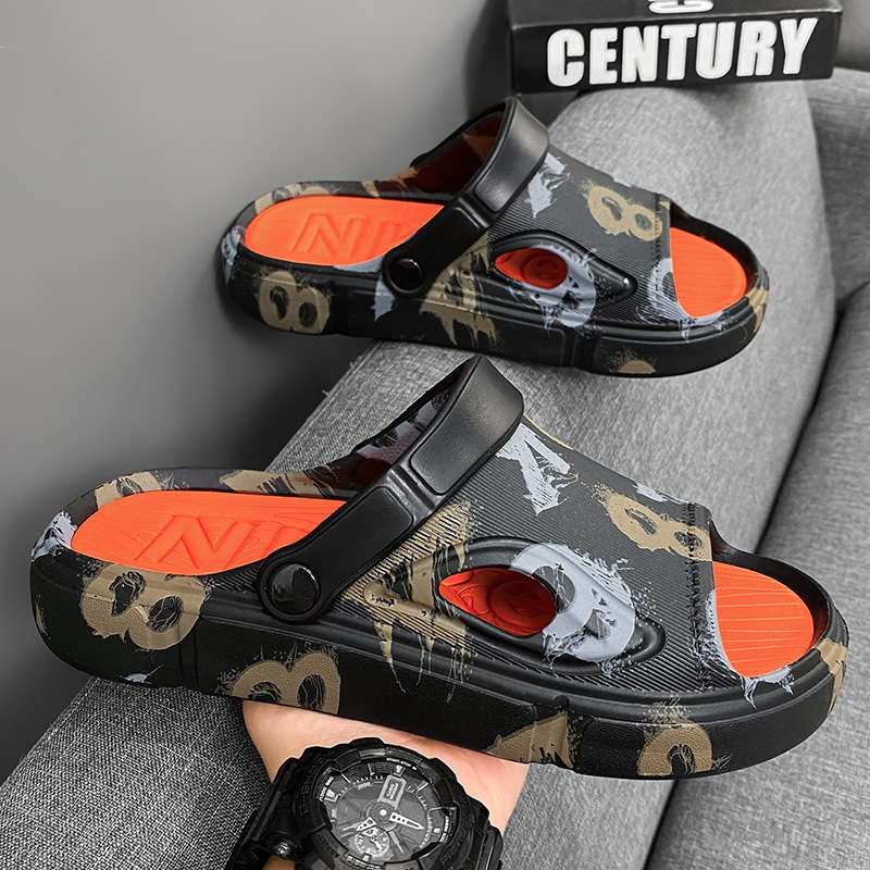 Zapatillas de hombre de verano anti-derrapatante anti-olor cinturón de talón para conducir con una sensación de pisar una parte inferior gruesa de alta sandalias deportivas de playa