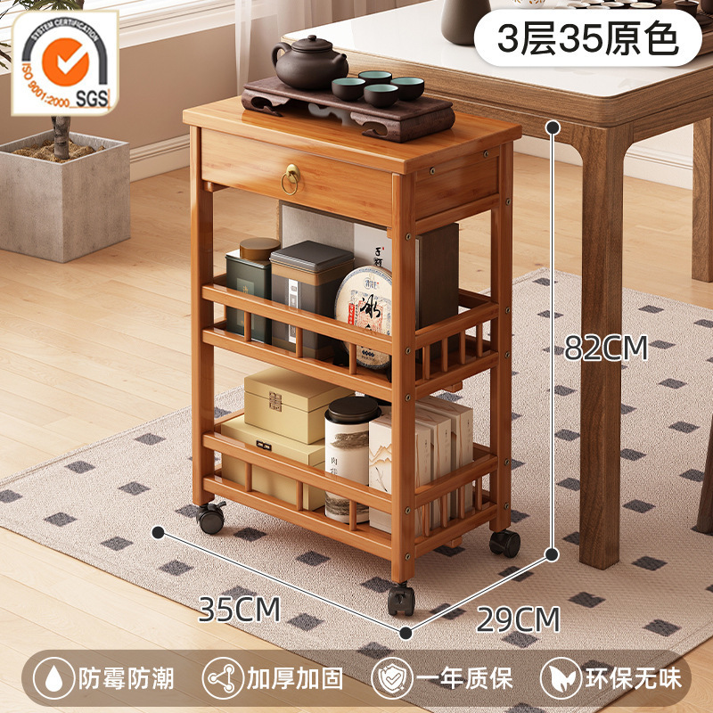 新しい中国風のモバイルコーヒーテーブル肥厚カート収納ラックオフィススタディティーテーブル車輪付きティーキャビネット|undefined