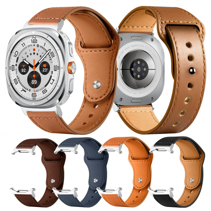 Suitable for Samsung Watch 7 Ultra genuine leather watch strap Galaxy 47MM business buckle leather strap Suitable for Samsung Watch 7 Ultra genuine leather watch strap Galaxy 47MM business buckle leather strap