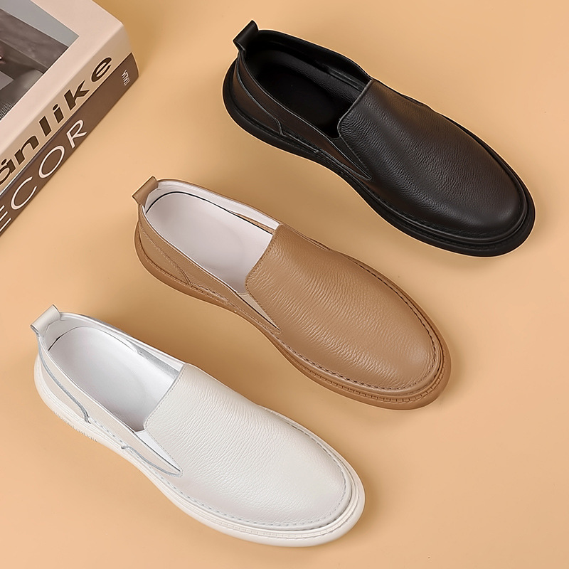 Capas de verano de cuero de vaca nuevos zapatos casuales de cuero de hombre transpirables zapatos de suela suave zapatos de hombre