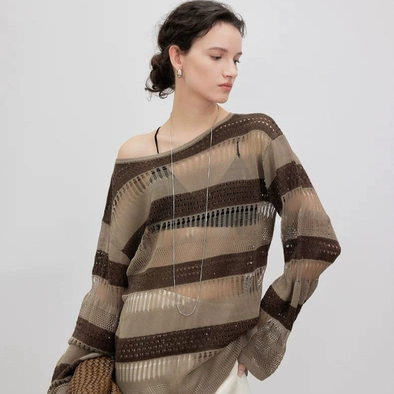 Jue Beauty Светлый прозрачный льняной тяжелый трикотаж с блестками и русалкой, универсальный вязаный солнцезащитный накидка в стиле отпуска.