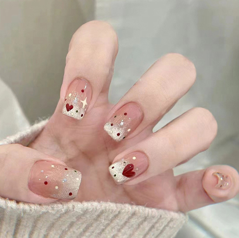 Temperament Removable Star Nail Patch Love Nail Patch Small Short T Fresh and Cute Nail Patch 30 Pieces Wear Nail