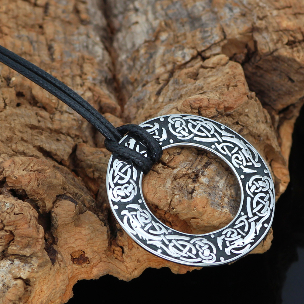 Viking Wolf Raven Pendant Image 2