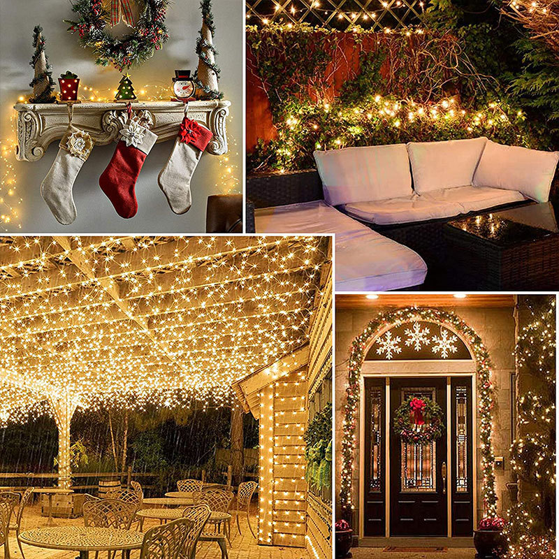 LED solar Cadena de luz de alambre de cobre al aire libre impermeable luces de colores decoración de vacaciones balcón patio jardín Villa paisaje luces