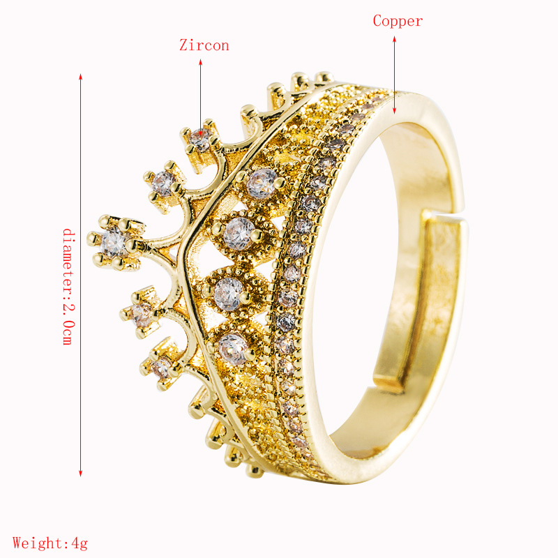 Bague En Cuivre Zircon Incrusté Creux De Couronne Simple De Mode En Gros Nihaojewelry display picture 1