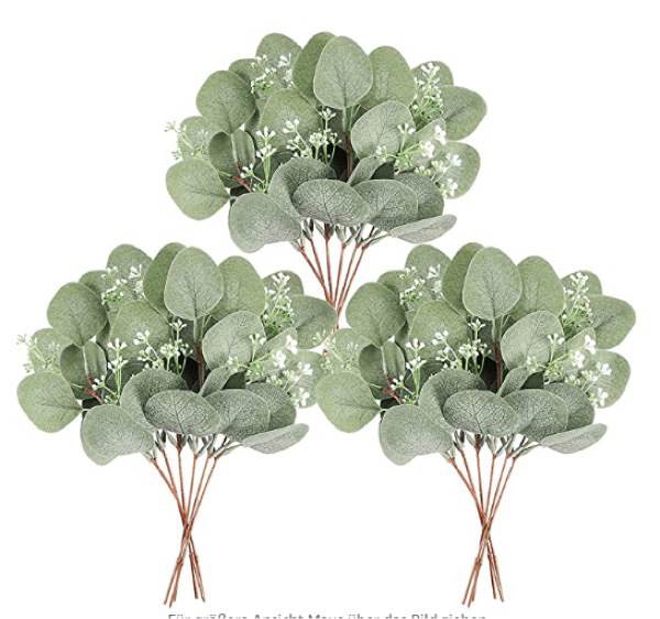 Ramas artificiales de eucalipto, decoración para mesa o bodas