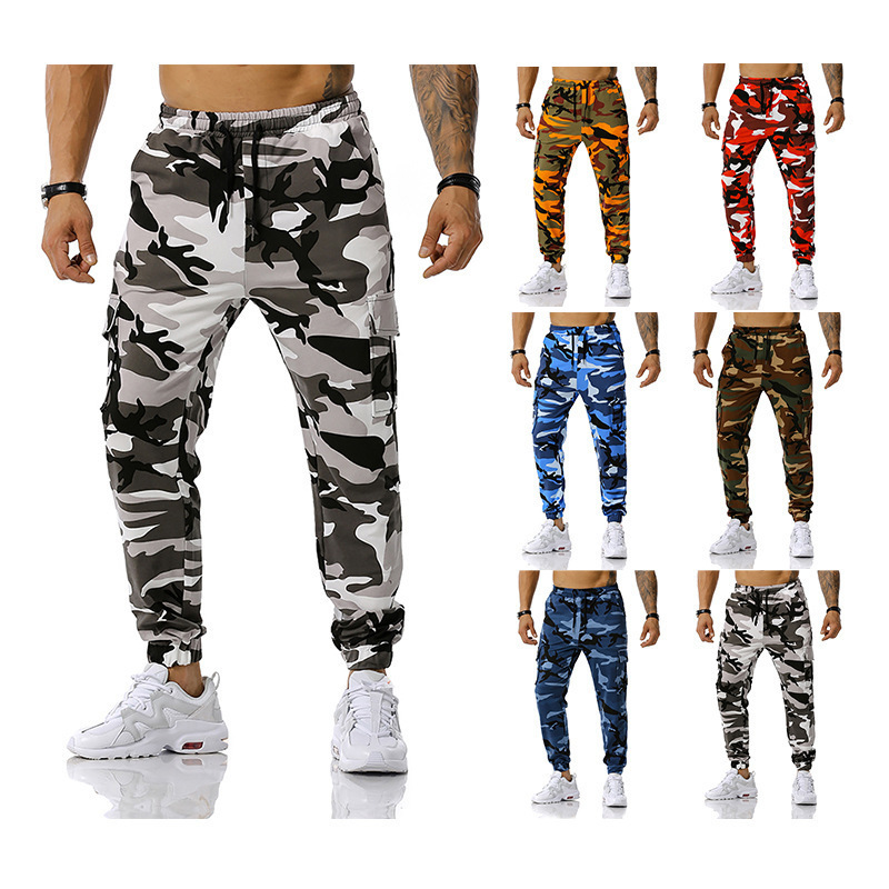 Foreign trade European size new men's fashion stitching camouflage jogging pants outdoor sports pants football training pants fitness pants Foreign trade European size new men's fashion stitching camouflage jogging pants outdoor sports pants football training pants fitness pants