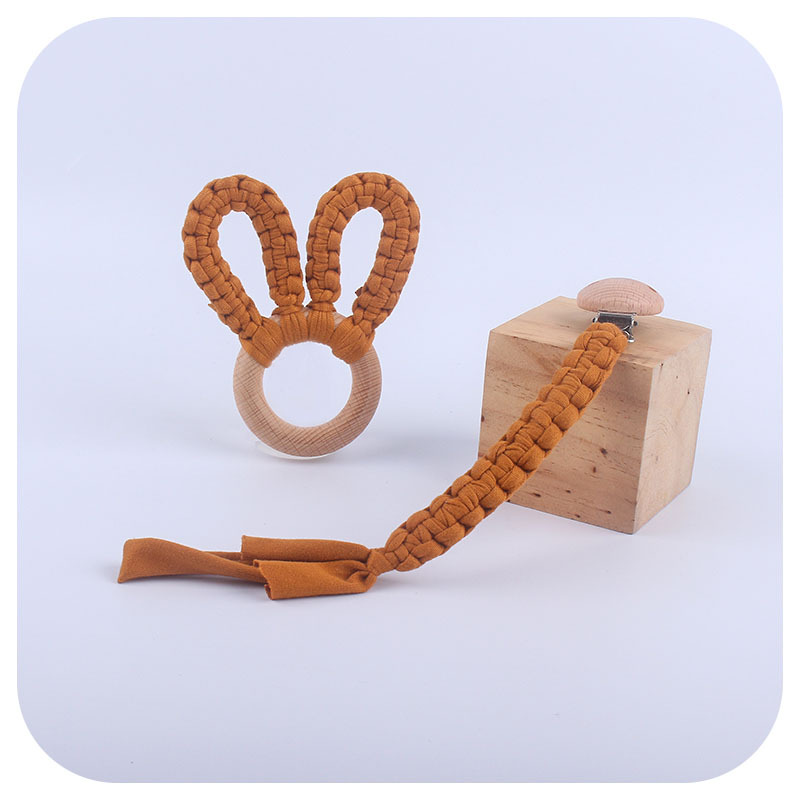 DIY creativo bebé suministros haya chupete clip hecho a mano algodón tejido chupete cuerda anti-gota cadena mordedor traje