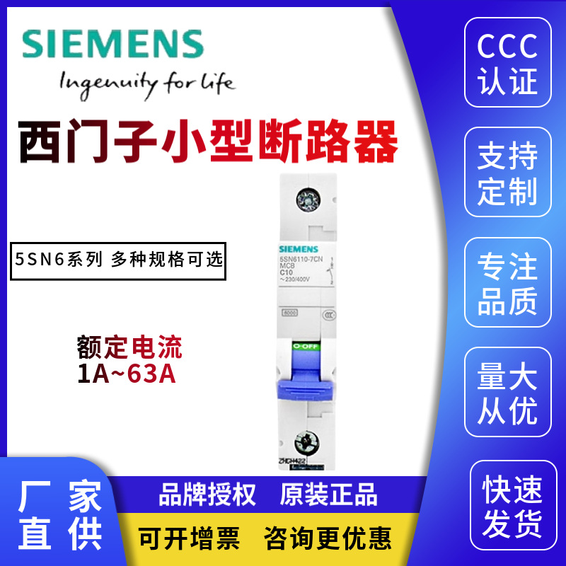 西门子5SN6小型断路器C型 1P 6A/8A/16A/20A/25A/32A/40A/50A/63A