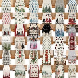 Amazon Cross-Border New Christmas Table Runner Factory Direct Sales Winter Snowman Santa Claus Print Table Mat