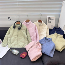 童秋款外套中大童纯色拉链开衫拼接夹棉棒球服亲子薄棉服青少年