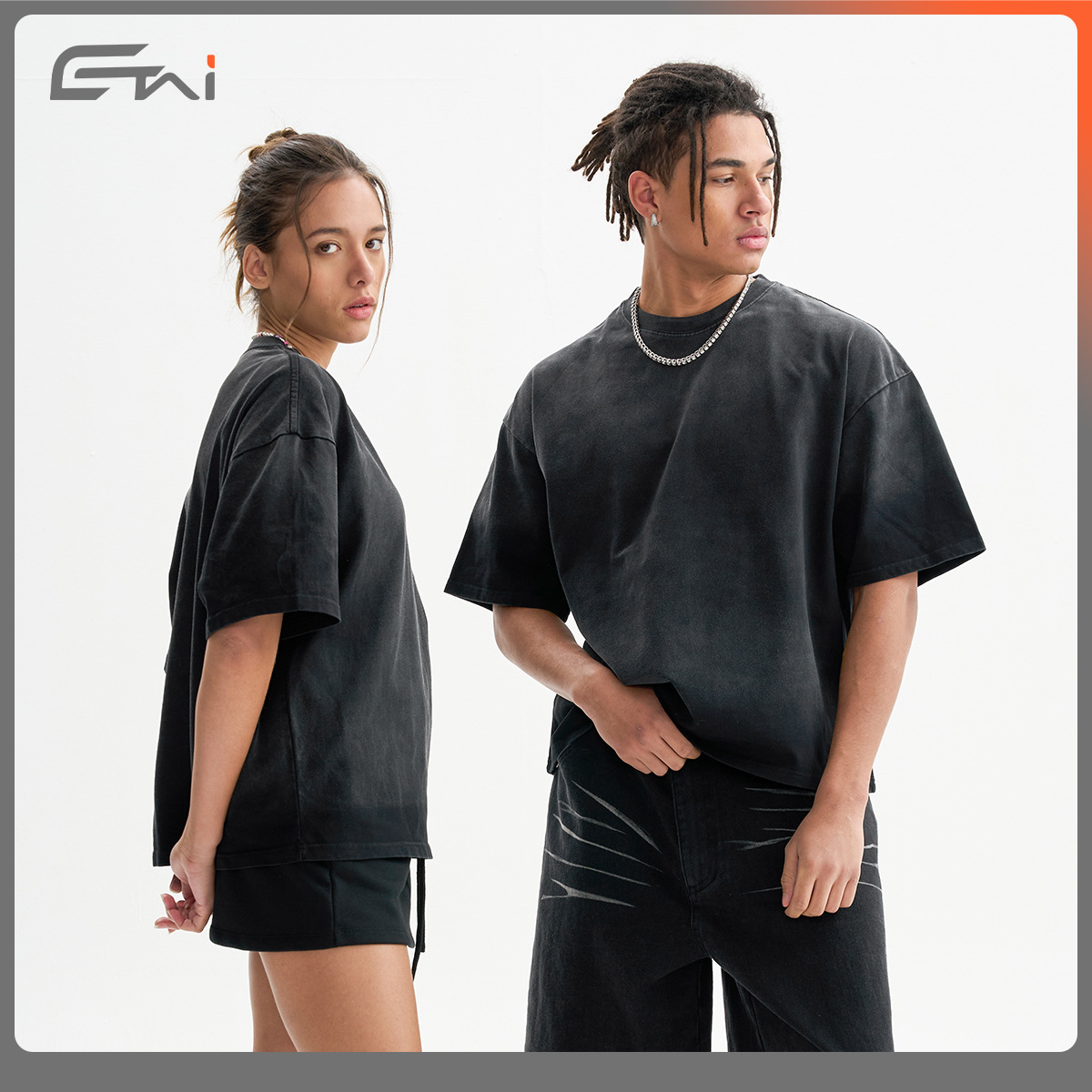 ETAI Hombre| Marca de tendencia transfronteriza pesada boxy camiseta de manga corta para hombres pulverizada gran tamaño corto ancho hombre algodón de manga corta image 4