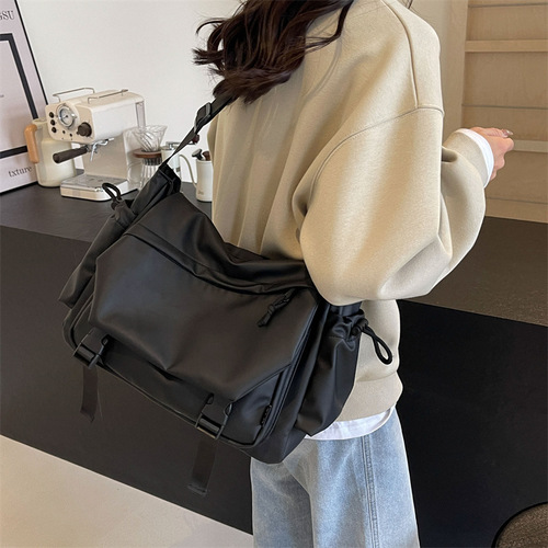 Leather bag for women, women's crossbody bag with oxford fabric, shoulder bag, underarm bag, fashionable and versatile small square bag