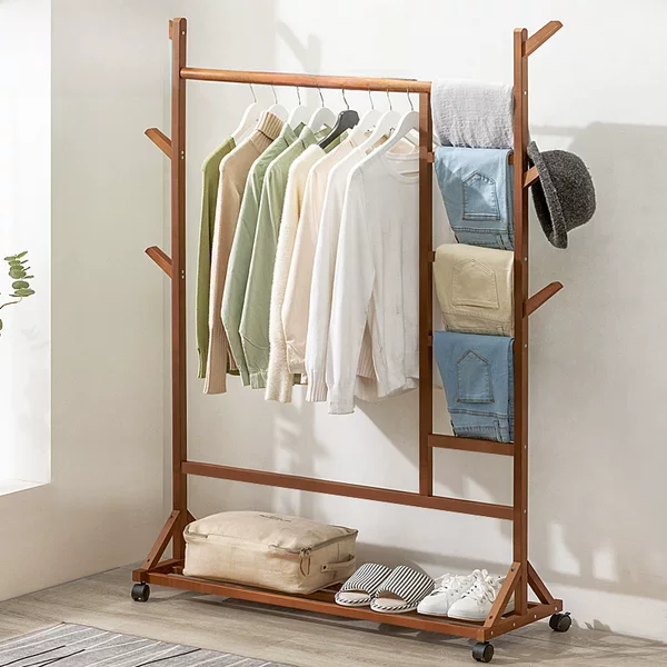 Movable Coat Rack, Floor-Standing Vertical Clothes Rack, Multi-Functional Children's Home Bedroom Simple Storage Rack