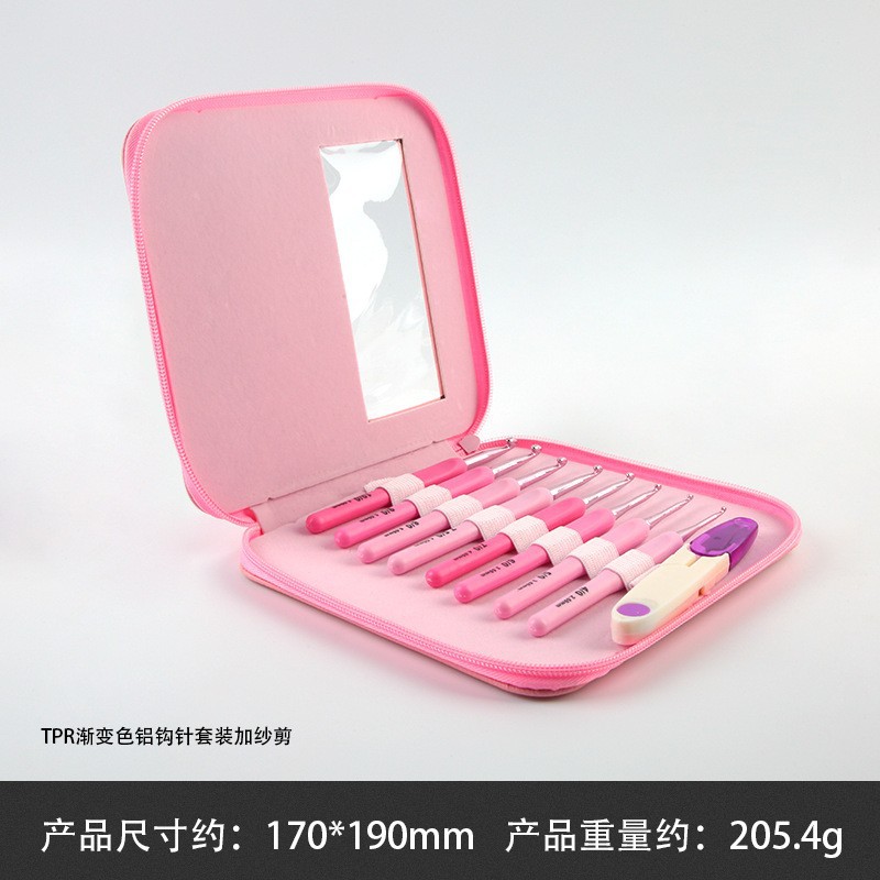 Nuevo juego de crochet de metal, juego de crochet de lana de alúmina de color, juego de gancho de múltiples piezas de herramienta tejida