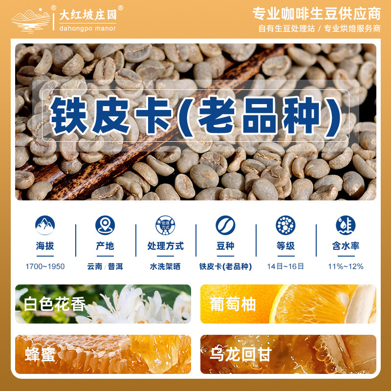 Old Variety of Yunnan Small-Bean Coffee Green Beans, Washed and Sun-Dried, Can Be Roasted as Specialty Coffee Beans