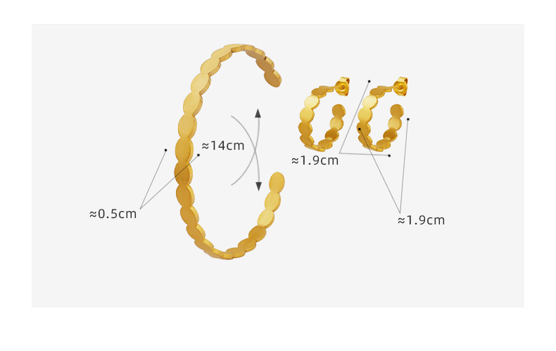 Fashion C Shape Titanium Steel Plating Bracelets Earrings