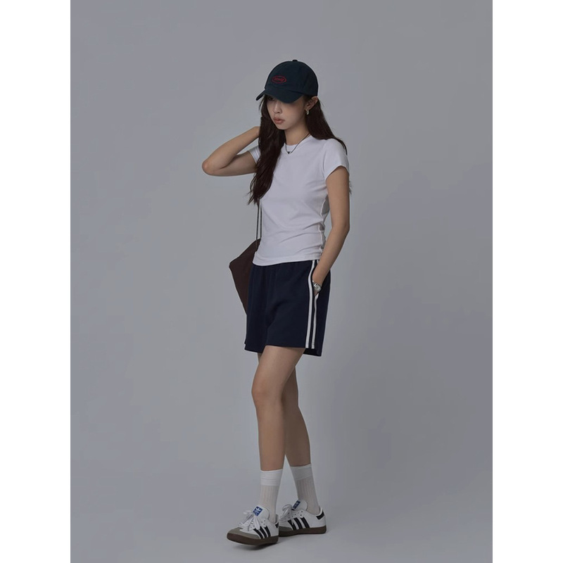 3291 #   Sixi Korean Women's Straight-Leg Striped Casual Sports Shorts Trendy Five-Point Sweatpants