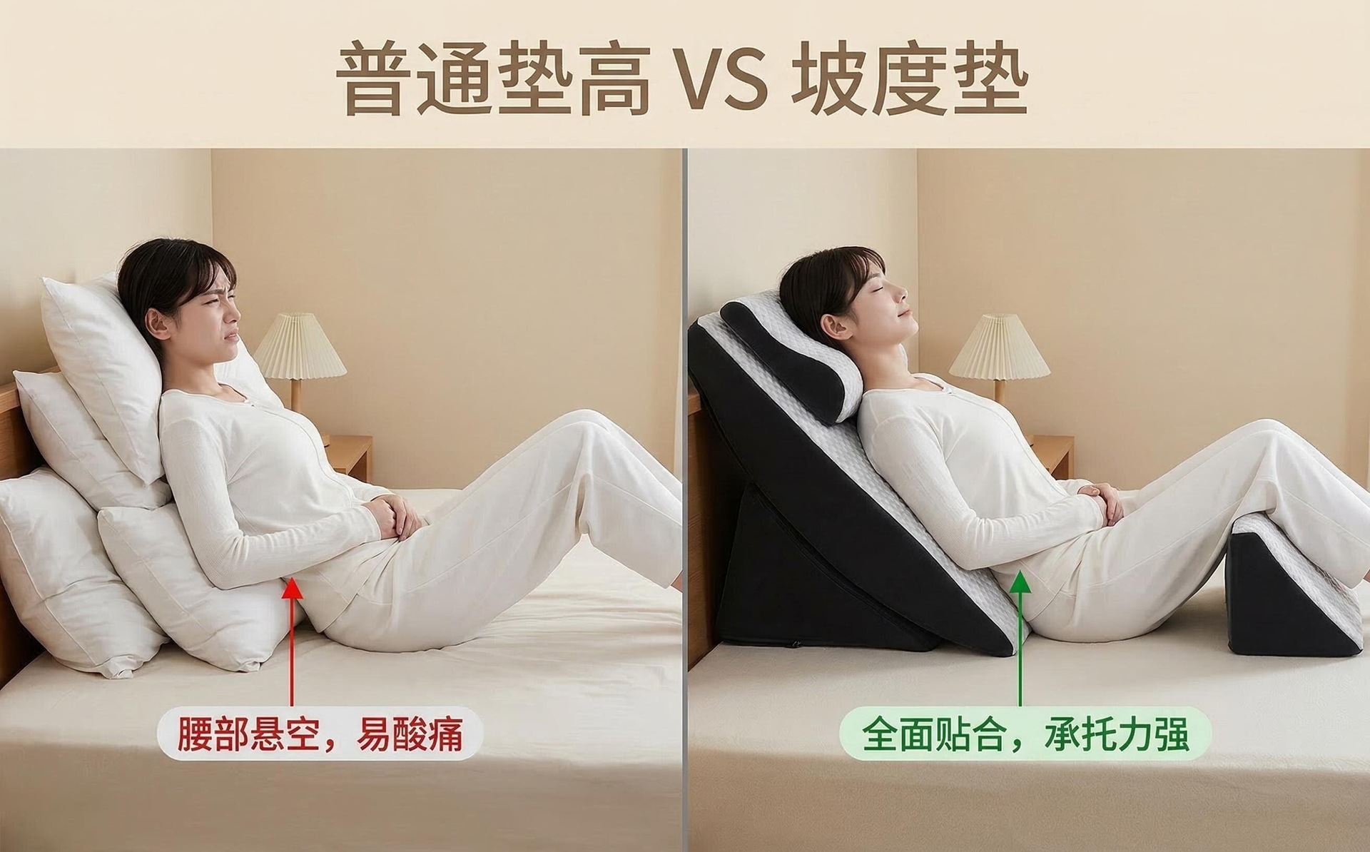Suitable for wide, cooling slope mattress, anti-reflux for stomach and esophagus, adjustable, widened, elderly care slope sleeping mattress