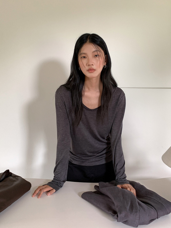 CLEAN SPACE慵懒随性针织T恤女2025秋季新款莱赛尔上衣女 56029|undefined