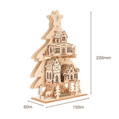 跨境新品圣诞节万圣节3d木制拼图小屋创意拼插节日礼品礼物跨境摆