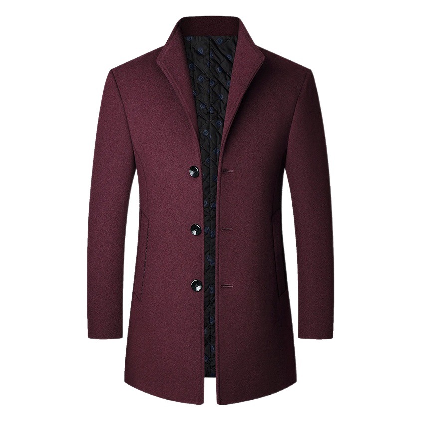 Otoño e invierno de mediana edad abrigo de lana casual abrigo de lana de los hombres para papá