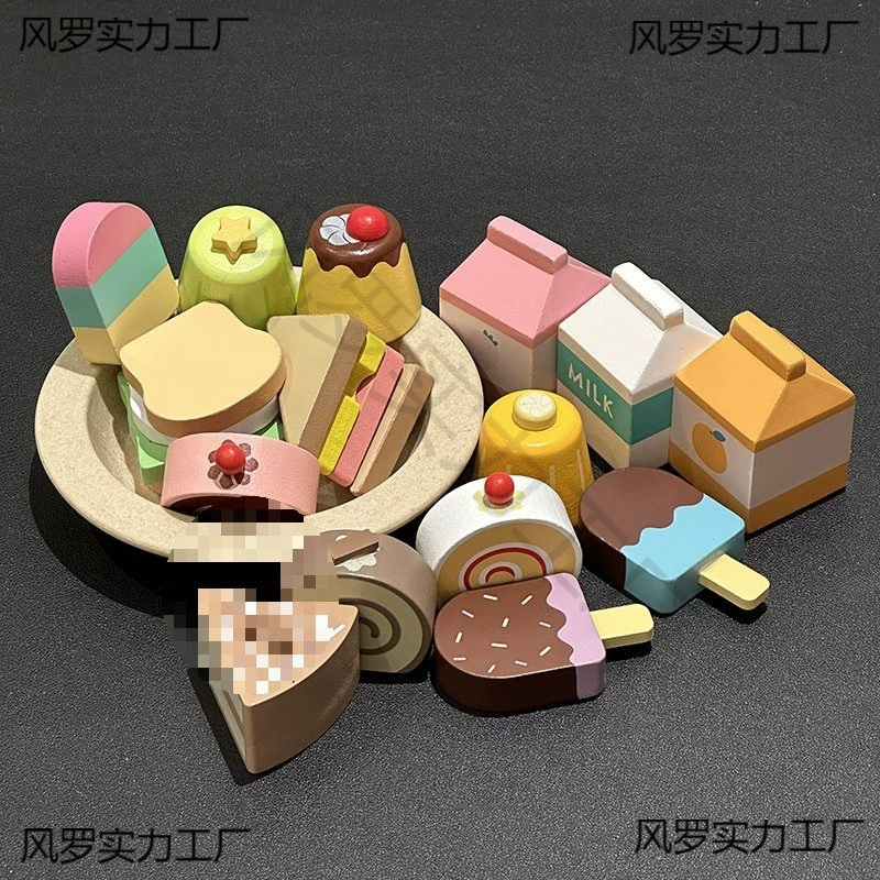 Ins Домашняя деревянная десертная торт Послеобеденный чай Сэндвич с гамбургером мороженое игрушка с молоком