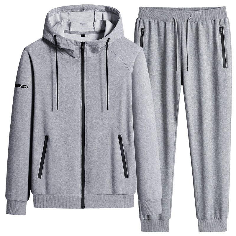 Suéter transfronteriza de primavera y otoño con capuzas de dos piezas de algodón puro juego deportivo casual para correr abrigo de ropa deportiva casual