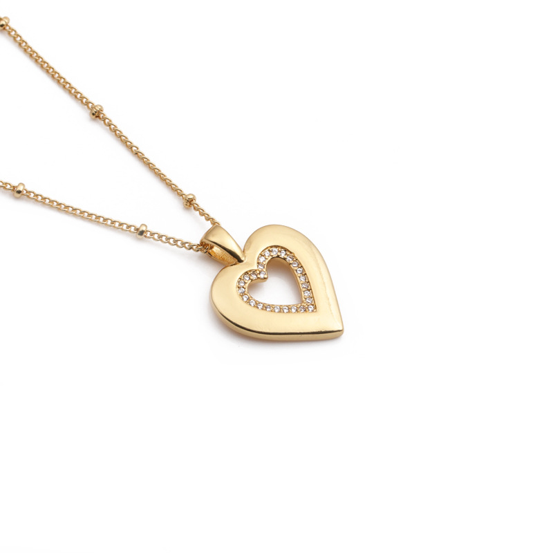 European and American copper zircon Valentines day heart pendant necklacepicture5