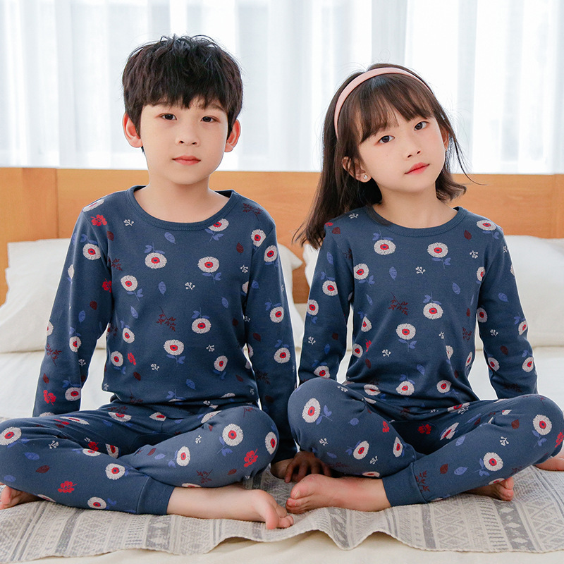 Ropa de otoño para niños nuevos pantalones largos traje de algodón puro niños medianos y grandes niños niñas bebé moda ropa para niños ropa interior a juego 4