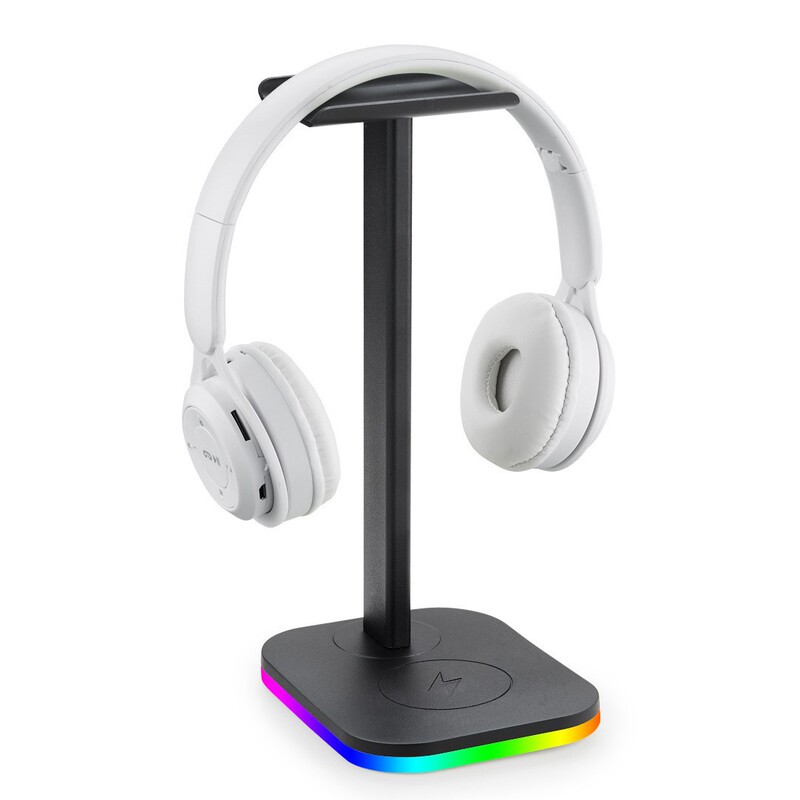 Multi-function earphone bracket head-mounted atmosphere light supports wireless charging RGB pickup light ear rack storage rack