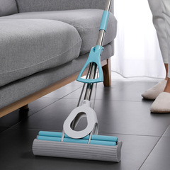 Meiya hand-washable collodion mop double row roller squeeze water lazy floor mop absorbent sponge mop department store wholesale