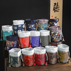 Promotional Teacup Bag Jian Zhan Storage Fabric Pouch Owner Single Cup Silk Storage with Cotton Tied Mouth Bag Drawstring Single Bag