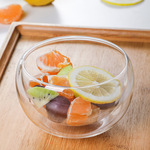 Сделанный на заказ оптовая торговля двойной стекло миска фрукты салат стекло миска высокотемпературные двойной фрукты использовать стекло Чаша