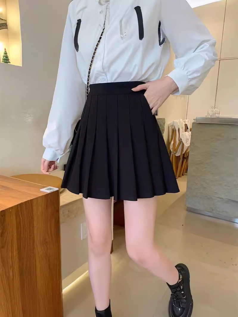 Pocket Pleated Skirt for Women Summer Korean Style High Waist Slimming Look Elastic Waist A-Line Short Skirt 2025 New Half Skirt